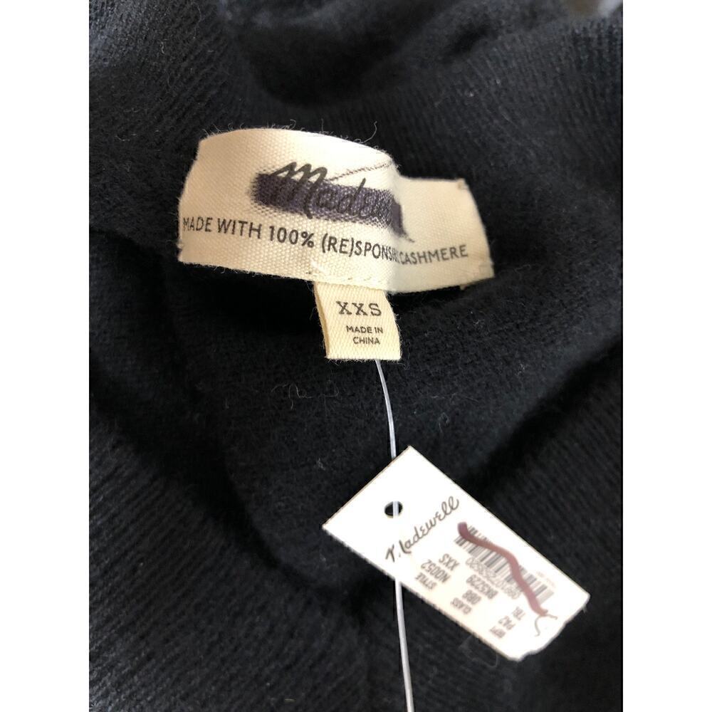 Madewell (Re)sponsible Sweater Cashmere V-Neck Pullover Crop True Black NWT XXS - Picture 4 of 9
